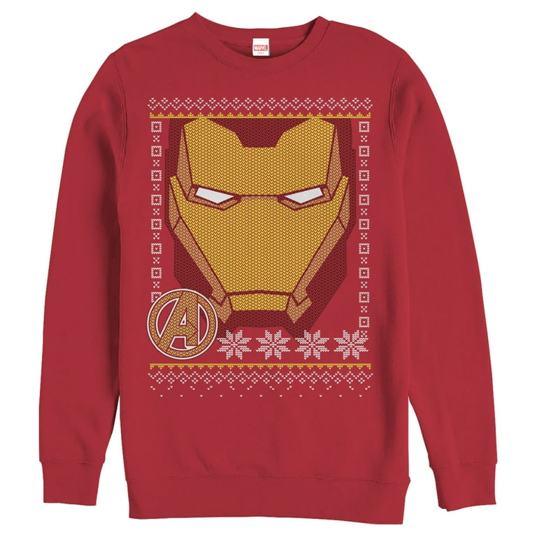 Men s Marvel Christmas Iron Man Pattern Sweatshirt Red Medium