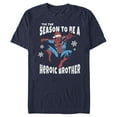 thumbnail image 1 of Men's Marvel Christmas Spider-Man Heroic Brother  Graphic Tee Navy Blue Small, 1 of 4
