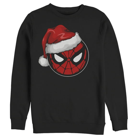 Men's Marvel Christmas Spider-Man Santa Hat Sweatshirt Black 2X Large