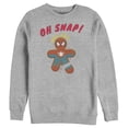thumbnail image 1 of Men's Marvel Christmas Spider-Man Snap Gingerbread Cookie  Sweatshirt Athletic Heather 2X Large, 1 of 3