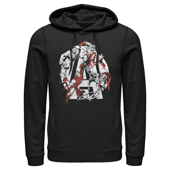 Men's Marvel Classic Avengers Logo Sketches Pull Over Hoodie
