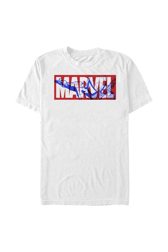 Men's Marvel Classic Block Spider-Man Logo Graphic Tee White Large