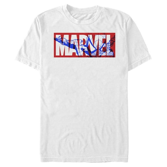 Men's Marvel Classic Block Spider-Man Logo Graphic Tee White Large