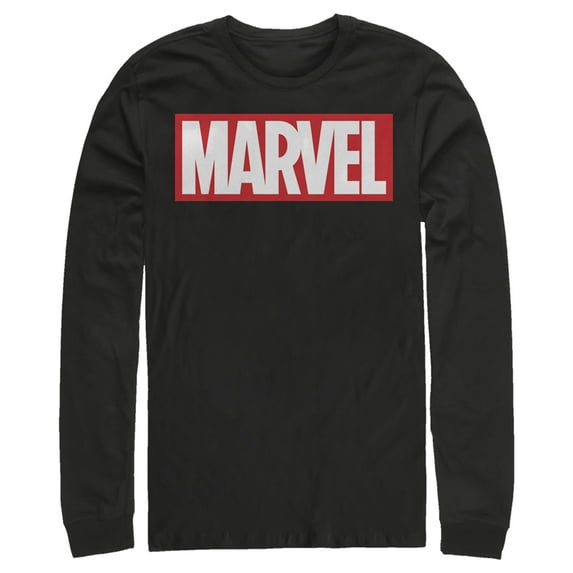 Men's Marvel Classic Bold Logo Long Sleeve Shirt Black Medium