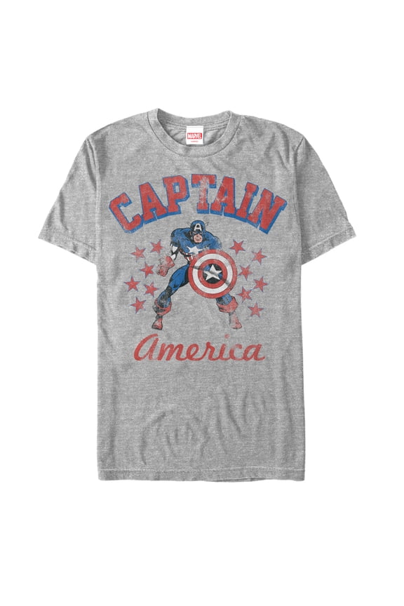 Men's Marvel Classic Captain America Stars Graphic Tee Athletic Heather 2X Large