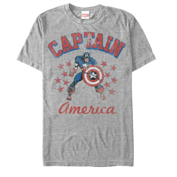 Men's Marvel Classic Captain America Stars Graphic Tee Athletic Heather Medium