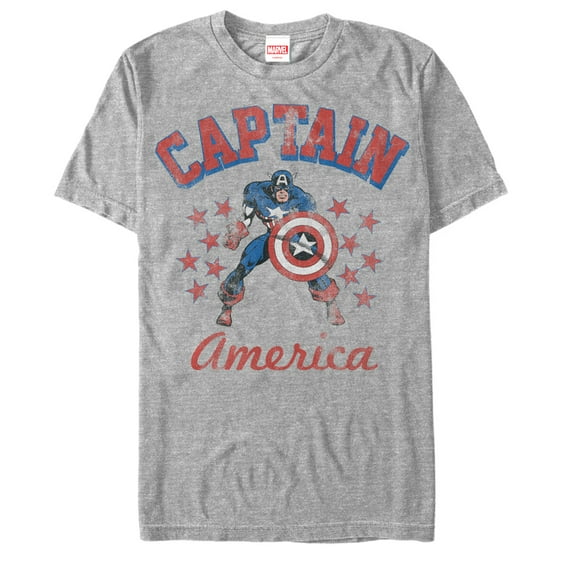 Men's Marvel Classic Captain America Stars Graphic Tee Athletic Heather X Large
