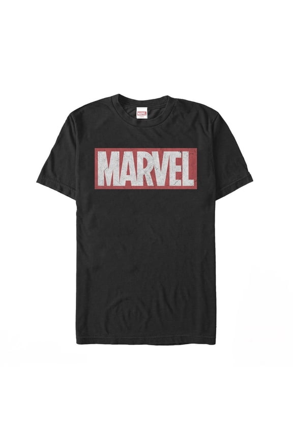 Men's Marvel Classic Distressed Logo  Graphic Tee Black Small