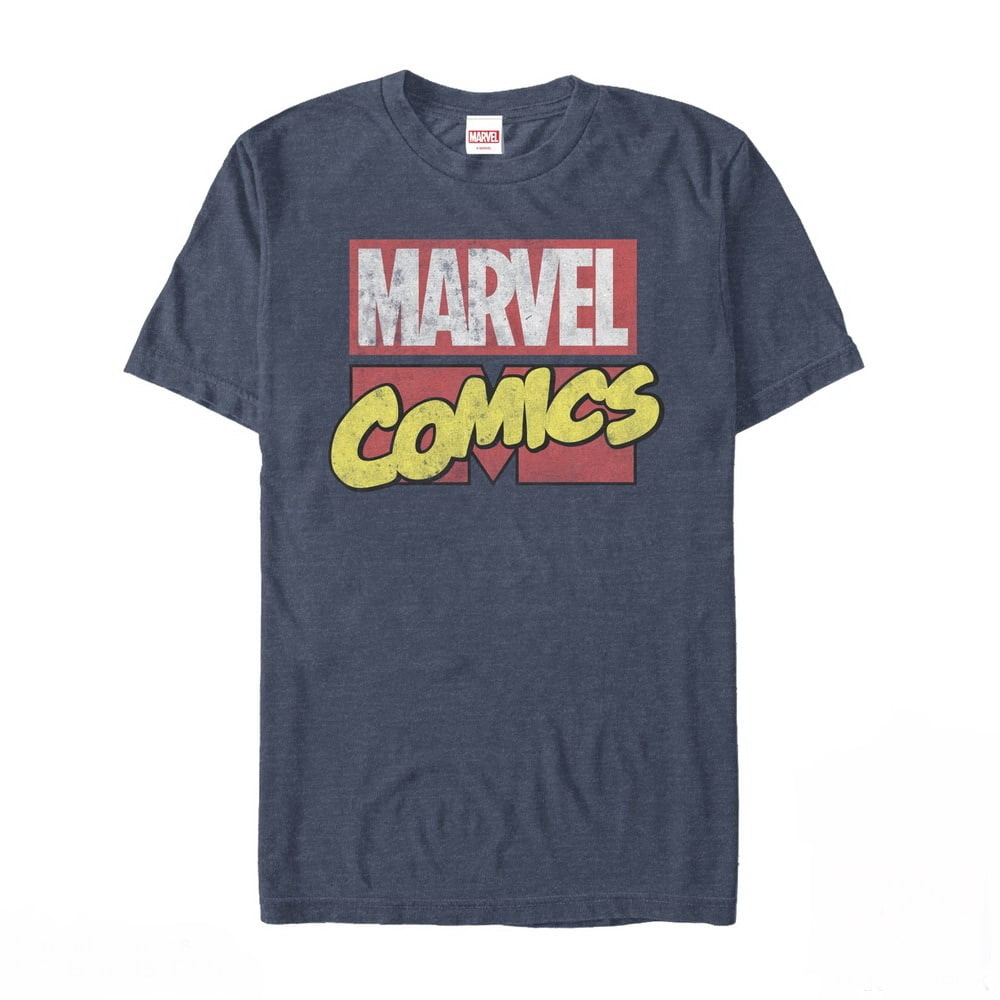 Men's Marvel Classic Distressed Logo Graphic Tee Navy Blue Heather ...