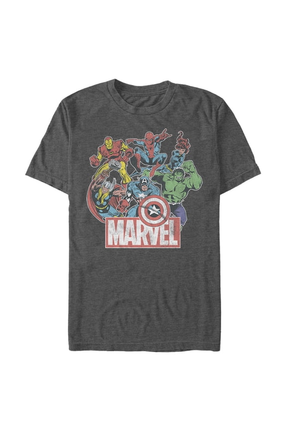 Men's Marvel Classic Hero Collage Graphic Tee Charcoal Heather 3X Large