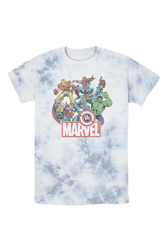 Men's Marvel Classic Hero Collage Graphic Tee Tie Dye Medium