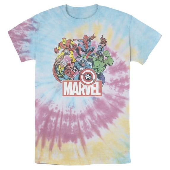Men's Marvel Classic Hero Collage Graphic Tee Tie Dye X Large