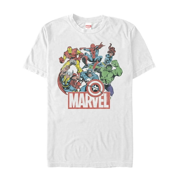 Men's Marvel Classic Hero Collage  Graphic Tee White 3X Large