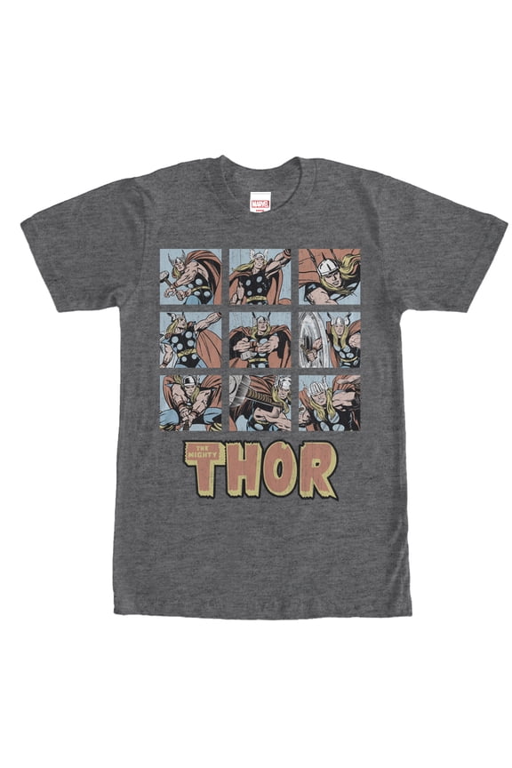 Men's Marvel Classic Thor Battle Scenes Graphic Tee Charcoal Heather Medium