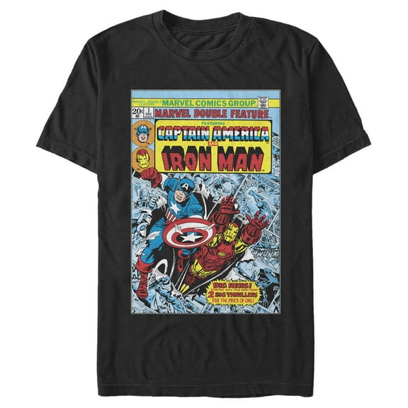 Men's Marvel Comic Retro Iron Man Captain America Graphic T-Shirt