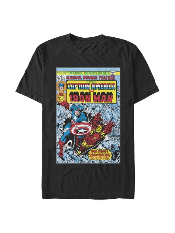 Men's Marvel Comic Retro Iron Man Captain America Graphic T-Shirt