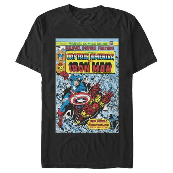 Men's Marvel Comic Retro Iron Man Captain America Graphic T-Shirt