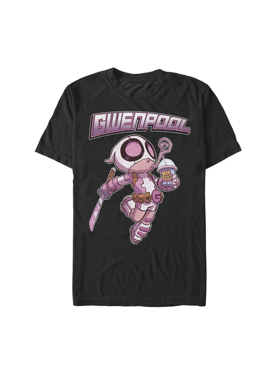 Men's Marvel Cute Chibi Gwenpool Graphic Tee Black Small
