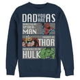 thumbnail image 1 of Men's Marvel Dad You Are as Amazing as Spider-Man Mighty as Thor Incredible as the Hulk Sweatshirt Navy Blue Small, 1 of 4