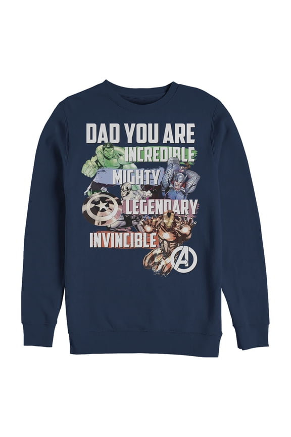 Men's Marvel Dad You are Incredible Mighty Legendary Invincible Sweatshirt Navy Blue Small