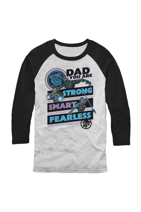 Men's Marvel Dad You are Strong Smart Fearless Baseball Graphic Tee White/Black 2X Large