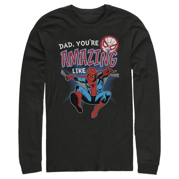 Men's Marvel Dad You're Amazing Like Spider-Man Long Sleeve Shirt Black Large