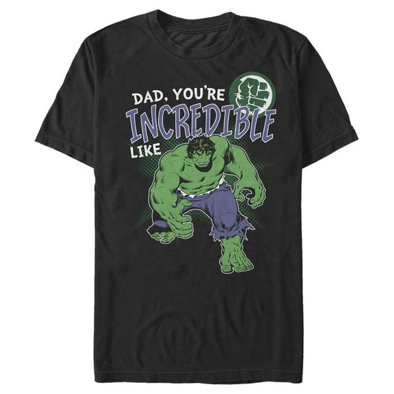 Men's Marvel Dad You're Incredible Like the Hulk Graphic Tee Black Medium