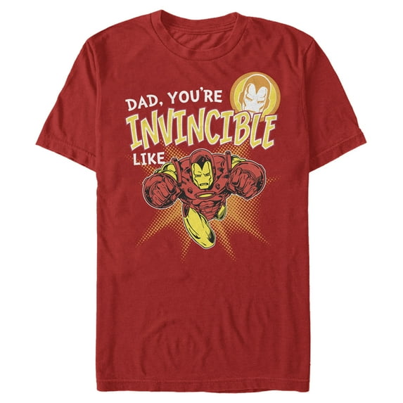 Men's Marvel Dad You're Invincible Like Iron Man Graphic Tee Red Large