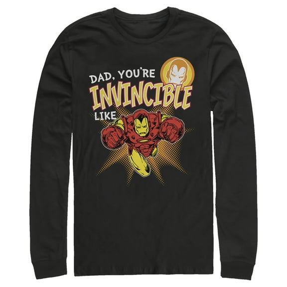 Men's Marvel Dad You're Invincible Like Iron Man  Long Sleeve Shirt Black 2X Large
