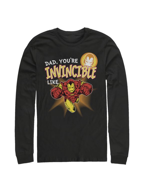 Men's Marvel Dad You're Invincible Like Iron Man Long Sleeve Shirt Black Large