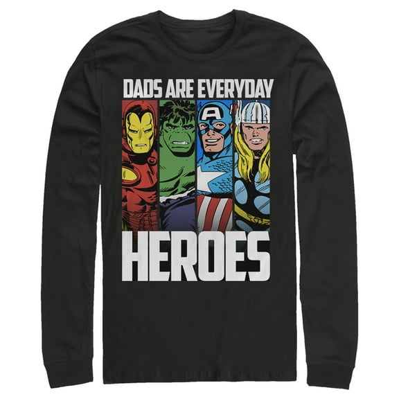 Men's Marvel Dads are Everyday Heroes Long Sleeve Shirt Black Large
