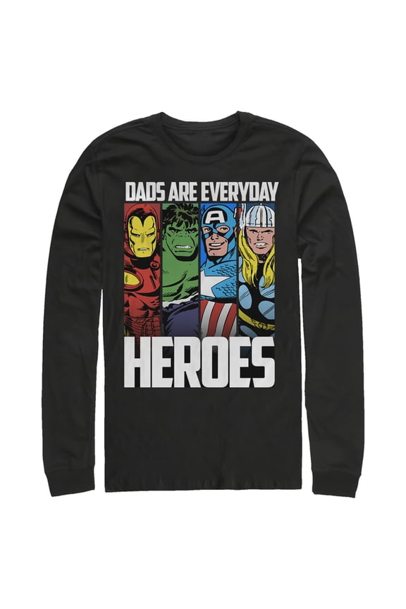 Men's Marvel Dads are Everyday Heroes Long Sleeve Shirt Black Large
