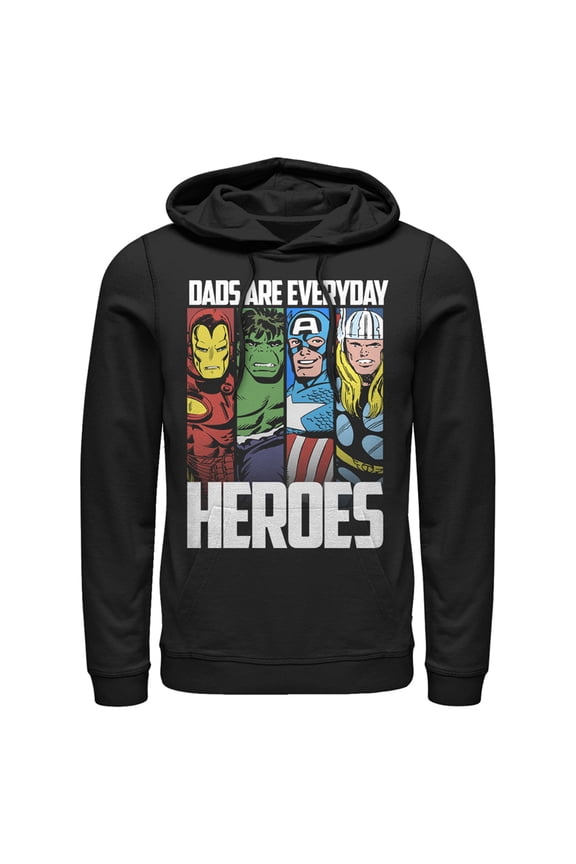 Men's Marvel Dads are Everyday Heroes Pull Over Hoodie Black Large