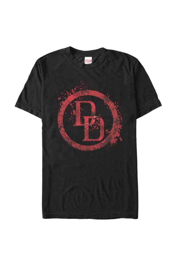 Men's Marvel Daredevil Logo Splatter  Graphic Tee Black Large