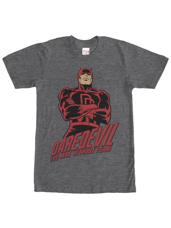 Men's Marvel Daredevil Superhero Man Without Fear Graphic Tee Charcoal Heather Large