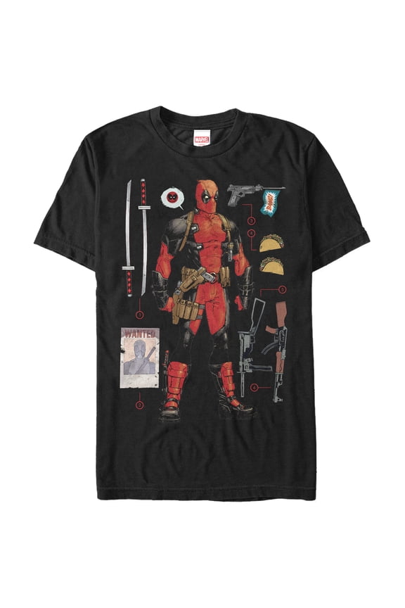 Men's Marvel Deadpool Accessories Graphic Tee Black Medium