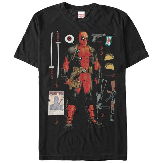 Men's Marvel Deadpool Accessories Graphic Tee Black Small