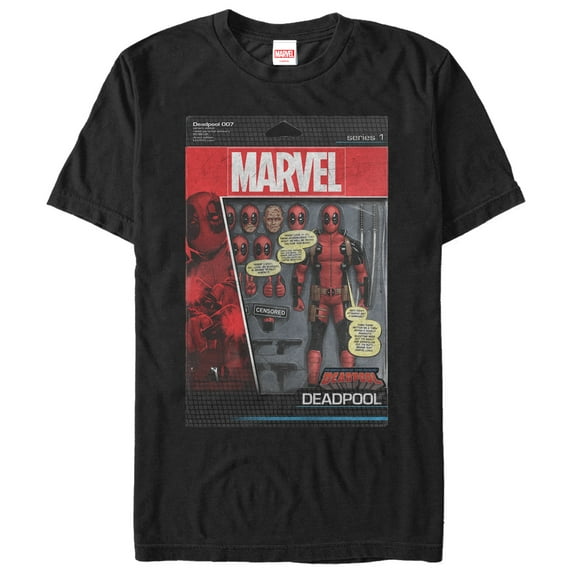 Men's Marvel Deadpool Action Figure Graphic Tee Black 3X Large