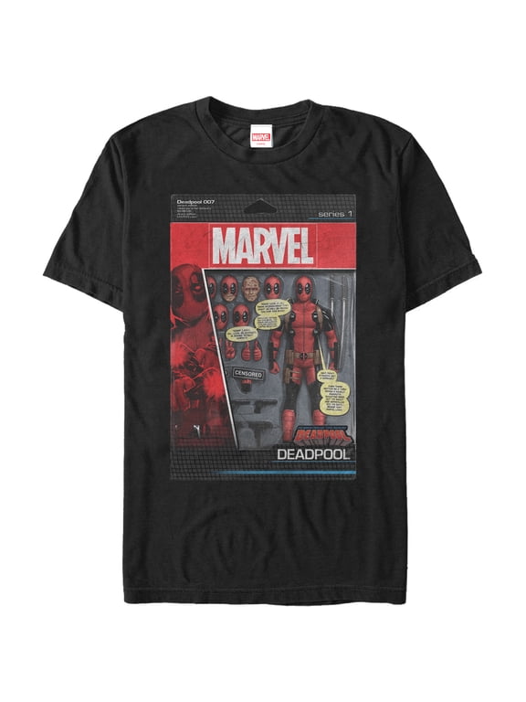 Men's Marvel Deadpool Action Figure Graphic Tee Black Medium