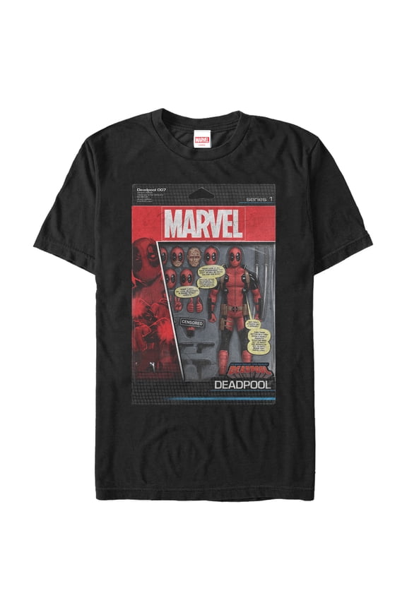 Men's Marvel Deadpool Action Figure Graphic Tee Black Medium