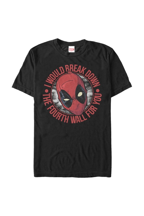 Men's Marvel Deadpool Break the Fourth Wall for You  Graphic Tee Black Medium