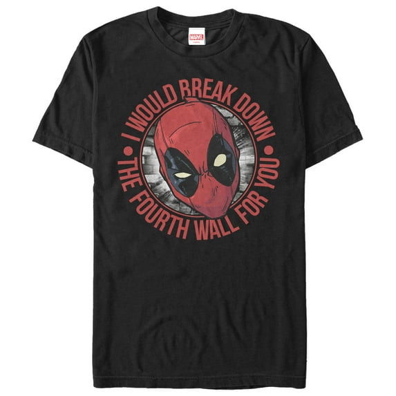 Men's Marvel Deadpool Break the Fourth Wall for You Graphic Tee Black X Large