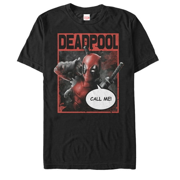 Men's Marvel Deadpool Call Me Graphic Tee Black 2X Large
