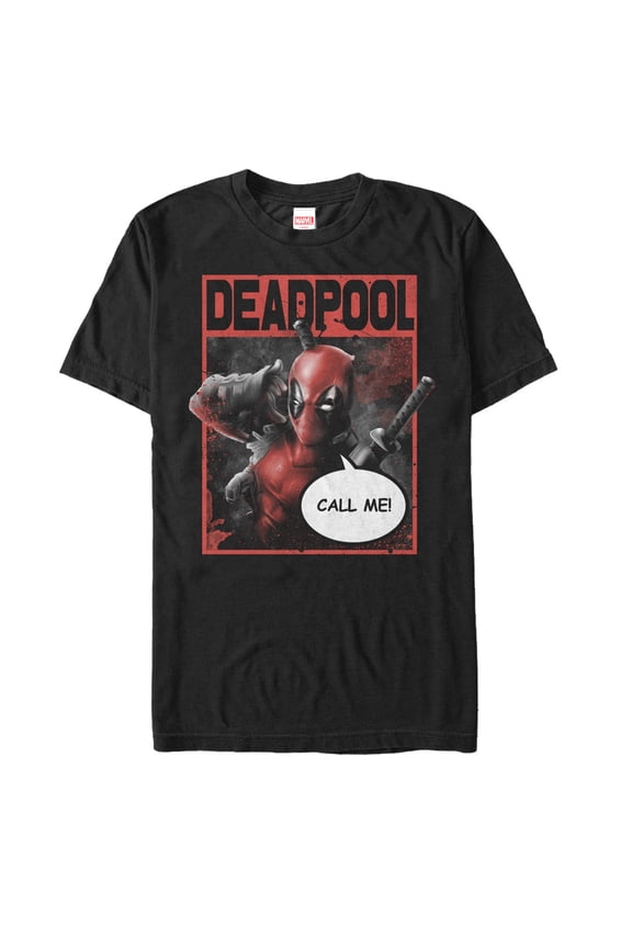 Men's Marvel Deadpool Call Me Graphic Tee Black Large