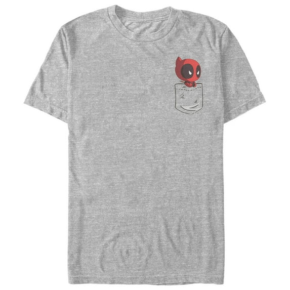 Men's Marvel Deadpool Cartoon Pocket Graphic Tee Athletic Heather 3X Large