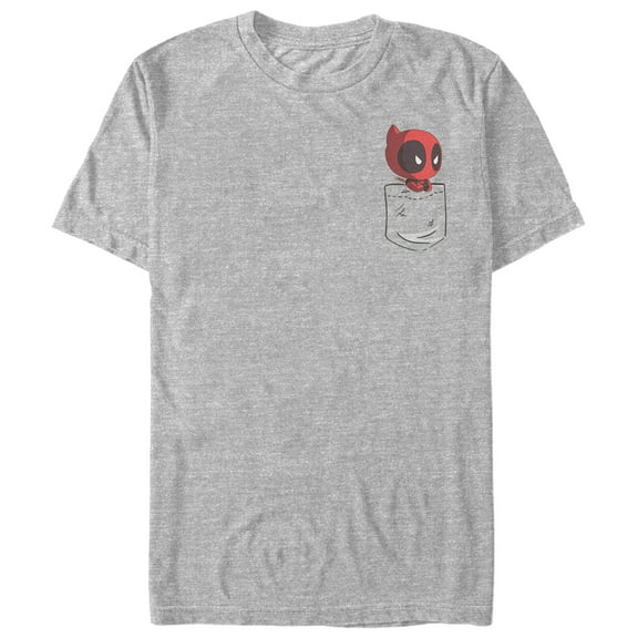 Men's Marvel Deadpool Cartoon Pocket Graphic Tee Athletic Heather Small
