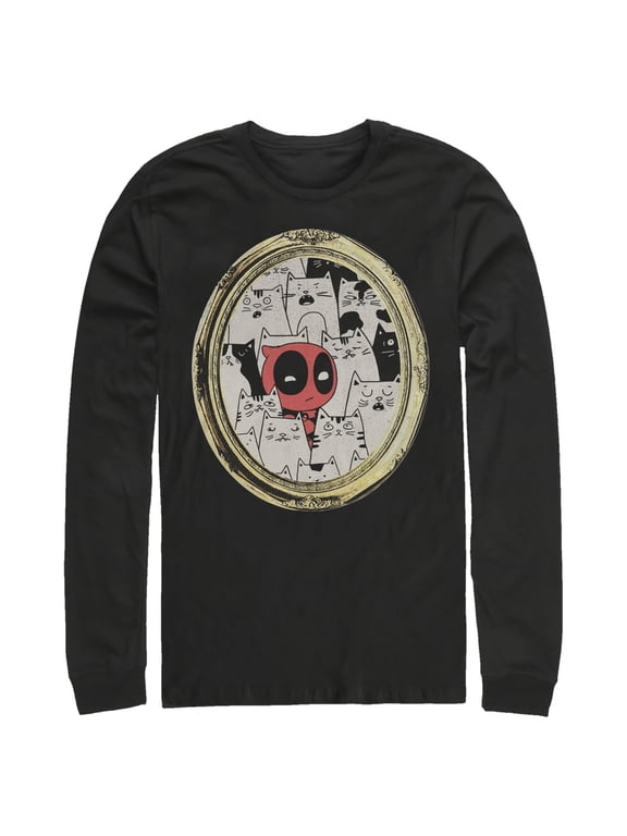 Men's Marvel Deadpool Cats Animated Frame Long Sleeve Shirt