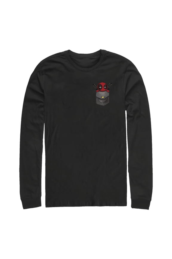 Men's Marvel: Deadpool Chibi Faux Pocket Long Sleeve Shirt