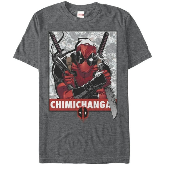Men's Marvel Deadpool Chimichangas Poster Graphic Tee Charcoal Heather Large