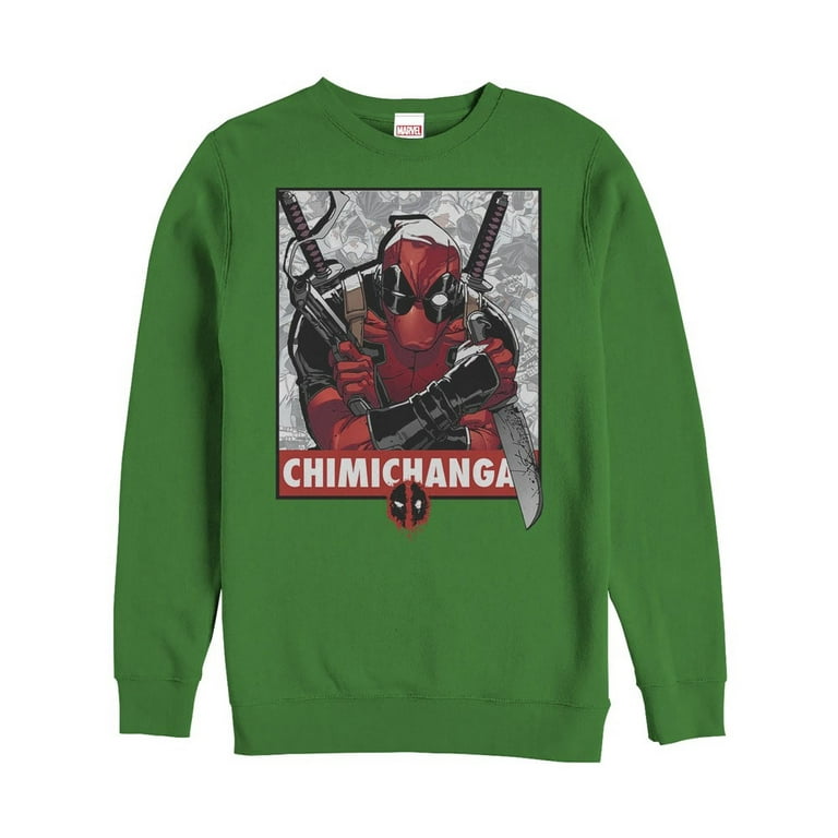Men's Marvel Deadpool Chimichangas Poster Sweatshirt Kelly Green Medium